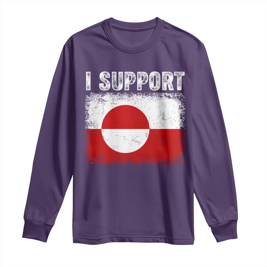I Support Greenland Long Sleeve Shirt Grunge Flag TS10 Purple Print Your Wear