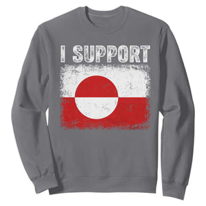 I Support Greenland Sweatshirt Grunge Flag TS10 Charcoal Print Your Wear