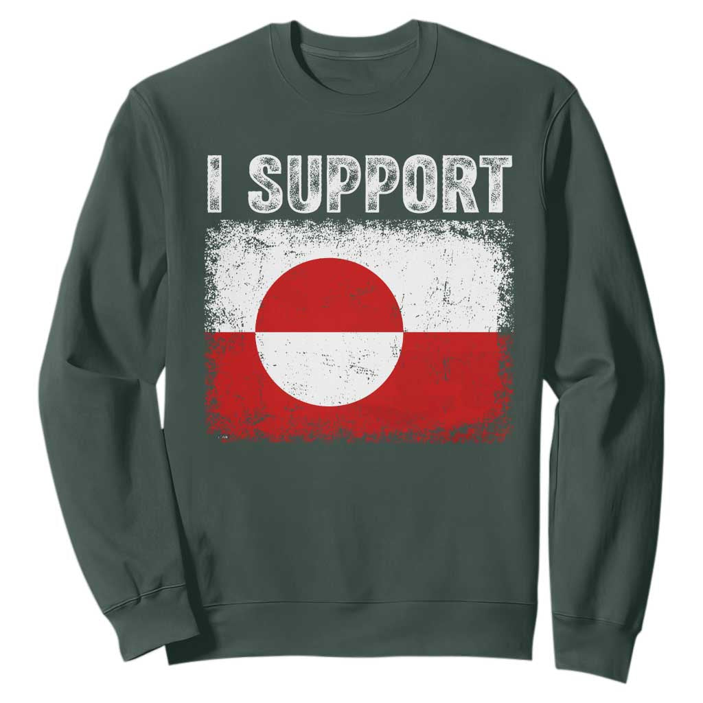 I Support Greenland Sweatshirt Grunge Flag TS10 Dark Forest Green Print Your Wear