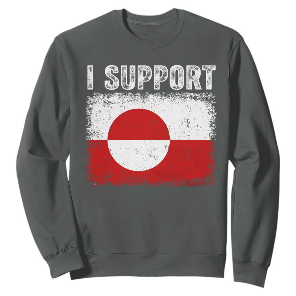 I Support Greenland Sweatshirt Grunge Flag TS10 Dark Heather Print Your Wear