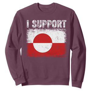 I Support Greenland Sweatshirt Grunge Flag TS10 Maroon Print Your Wear
