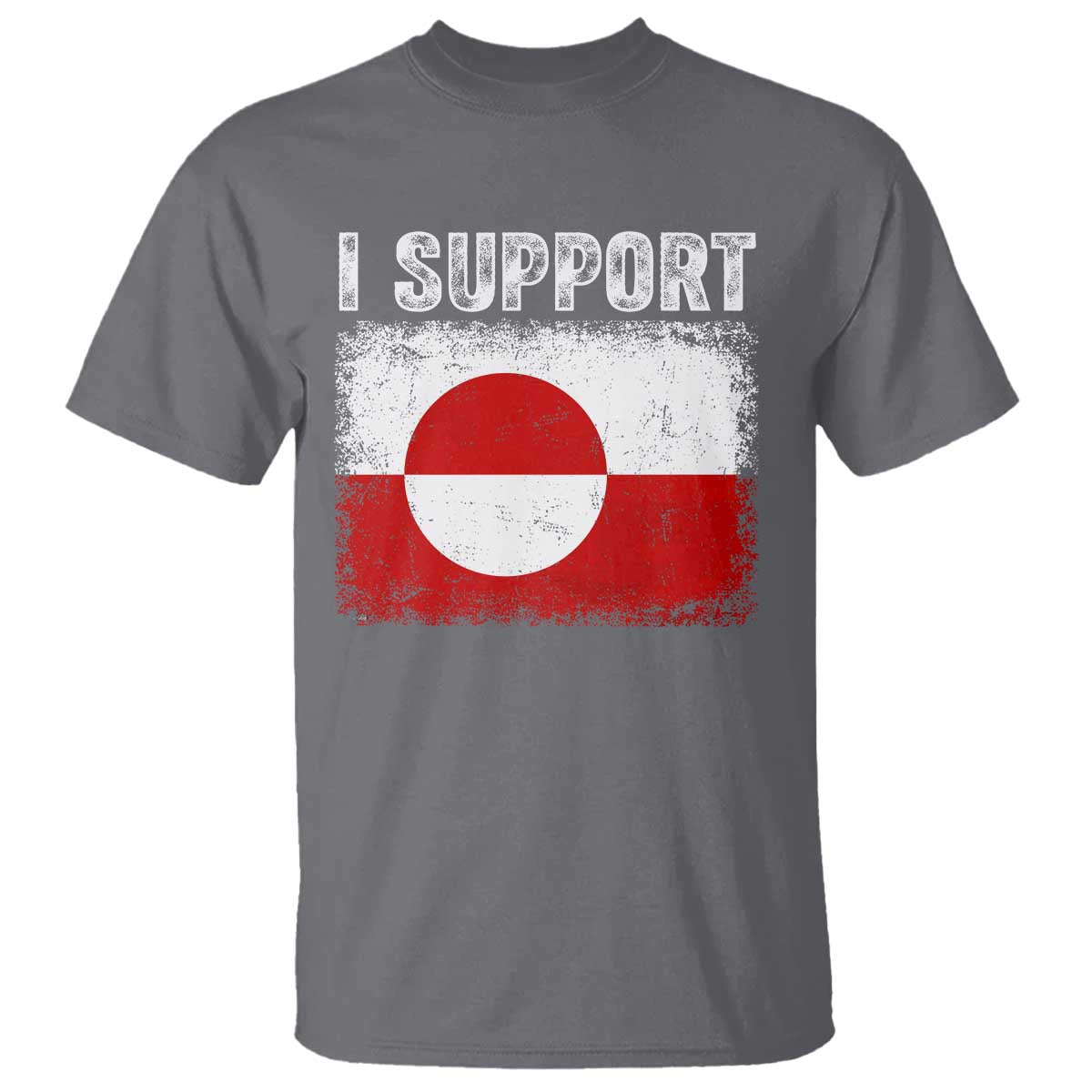 I Support Greenland T Shirt Grunge Flag TS10 Charcoal Print Your Wear