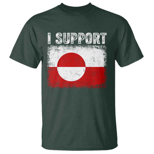 I Support Greenland T Shirt Grunge Flag TS10 Dark Forest Green Print Your Wear