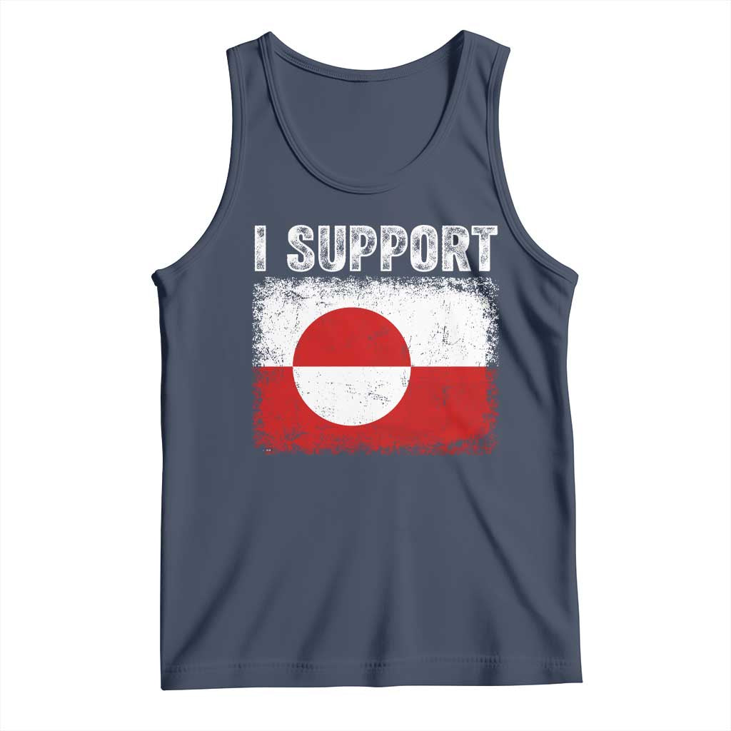 I Support Greenland Tank Top Grunge Flag TS10 Navy Print Your Wear