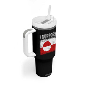 I Support Greenland Tumbler With Handle Grunge Flag TS10 Print Your Wear