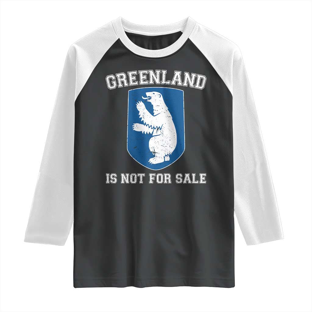 Greenland Is Not For Sale Raglan Shirt Polar Bear Vintage Political Protest TS10 Black White Print Your Wear
