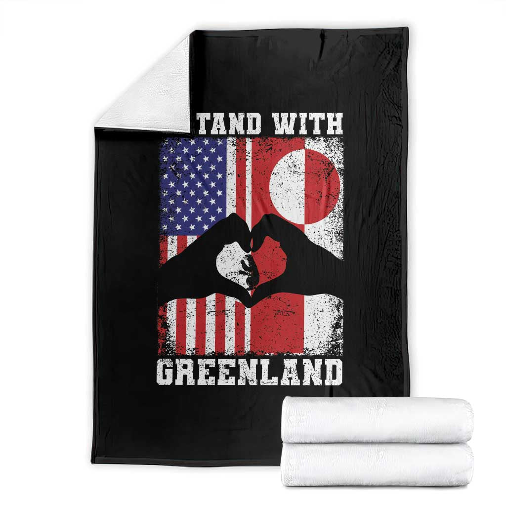 I Stand With Greenland Throw Blanket Greenlander US Flag Greenland American Usa America TS10 Black Print Your Wear
