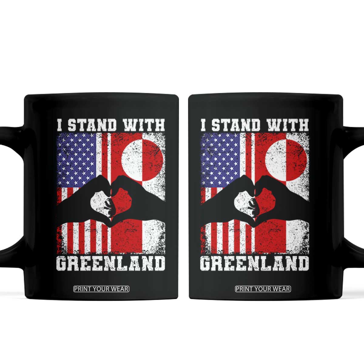 I Stand With Greenland Coffee Mug Greenlander US Flag Greenland American Usa America TS10 Black Print Your Wear