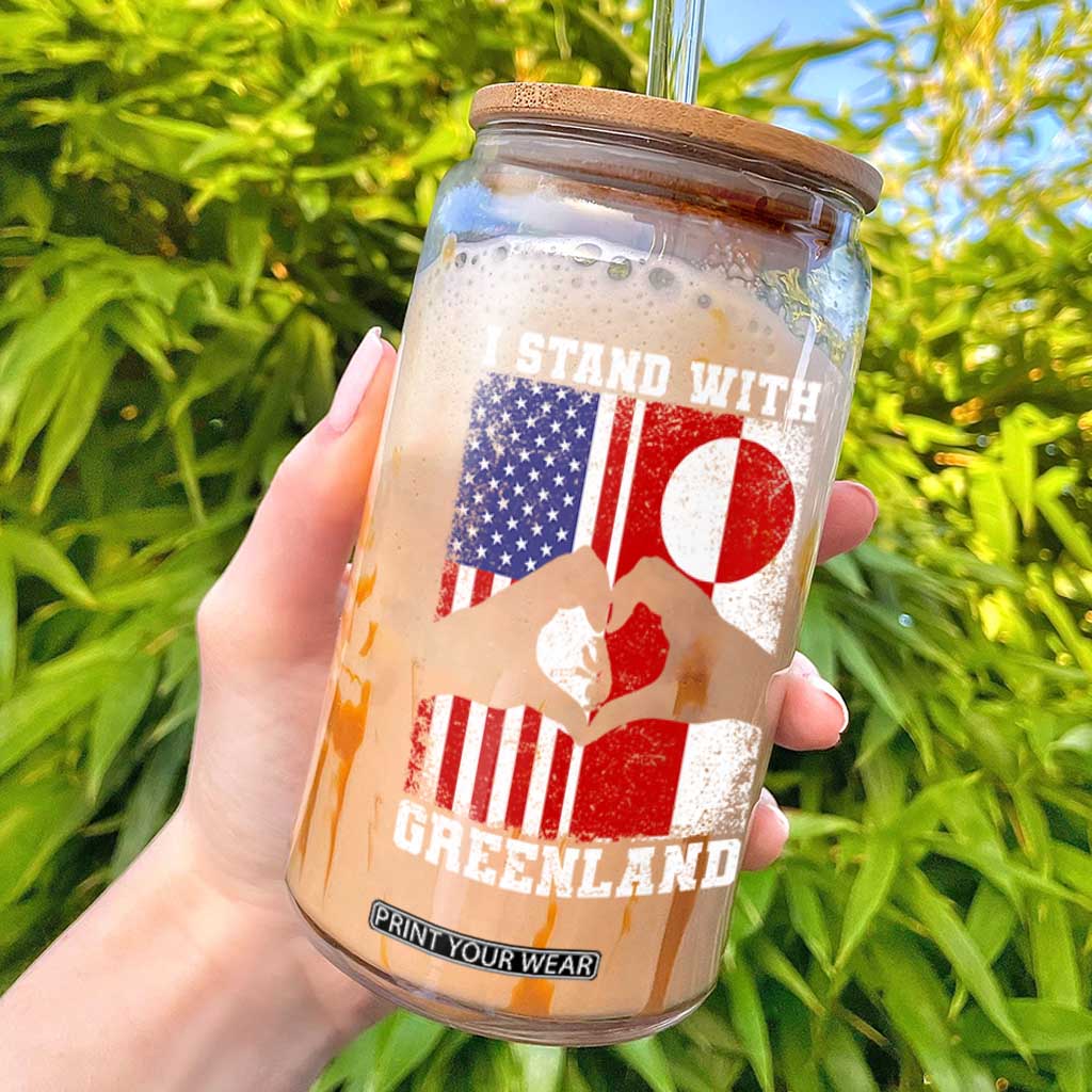 I Stand With Greenland Glass Can Greenlander US Flag Greenland American Usa America TS10 Black Print Your Wear