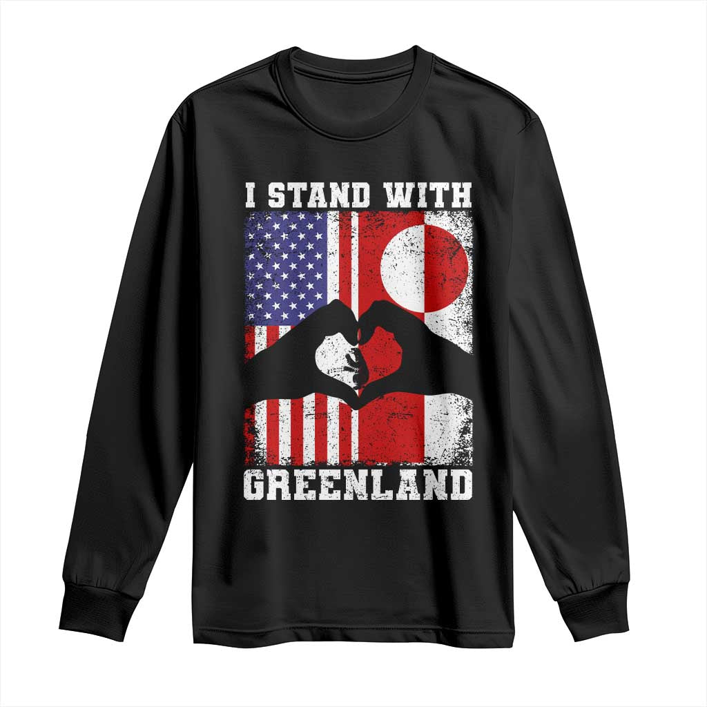 I Stand With Greenland Long Sleeve Shirt Greenlander US Flag Greenland American Usa America TS10 Black Print Your Wear