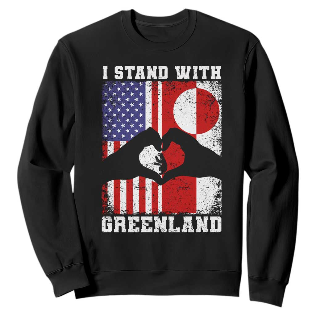 I Stand With Greenland Sweatshirt Greenlander US Flag Greenland American Usa America TS10 Black Print Your Wear