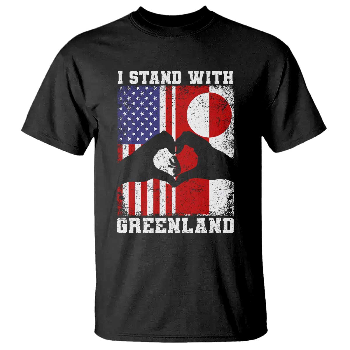 I Stand With Greenland T Shirt Greenlander US Flag Greenland American Usa America TS10 Black Print Your Wear