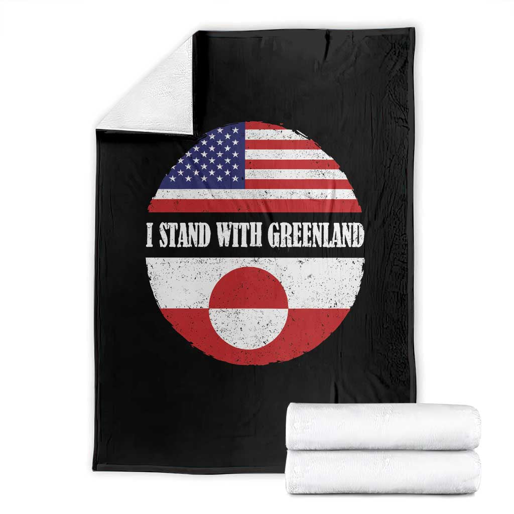 I Stand With Greenland Throw Blanket Political Protest Greenlander American Flag TS10 Black Print Your Wear
