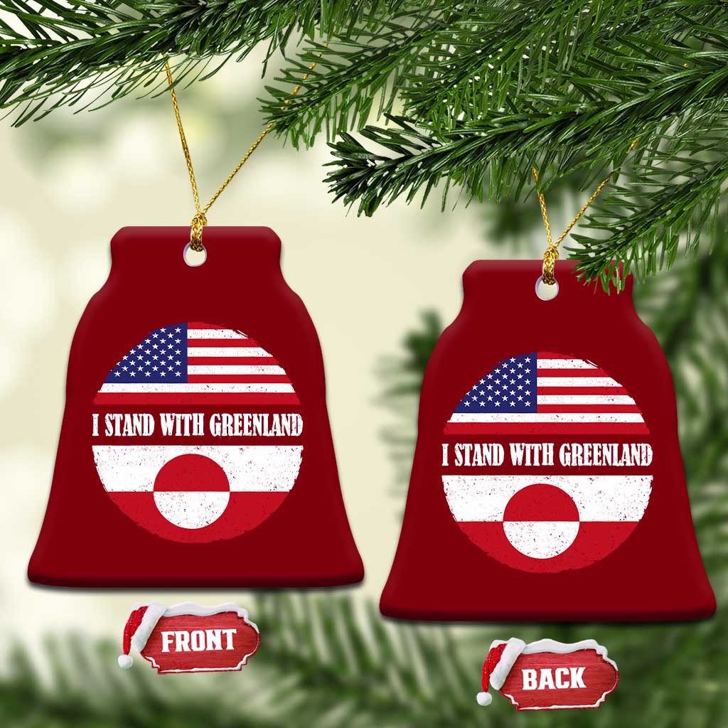 I Stand With Greenland Ceramic Ornament Political Protest Greenlander American Flag TS10 Print Your Wear
