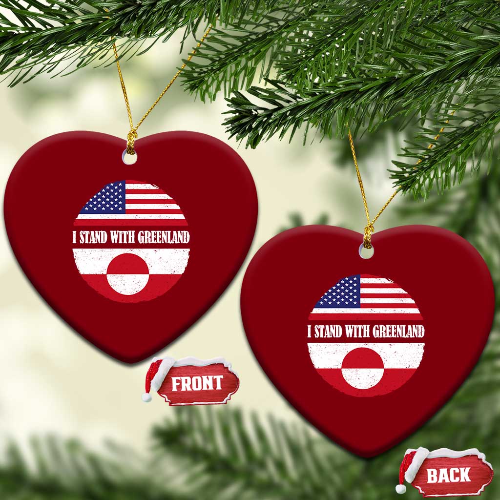 I Stand With Greenland Ceramic Ornament Political Protest Greenlander American Flag TS10 Print Your Wear