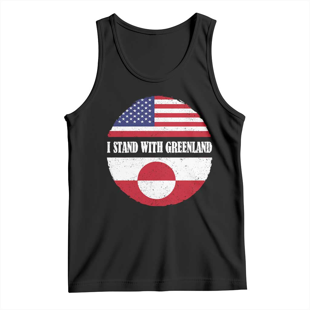 I Stand With Greenland Tank Top Political Protest Greenlander American Flag TS10 Black Print Your Wear