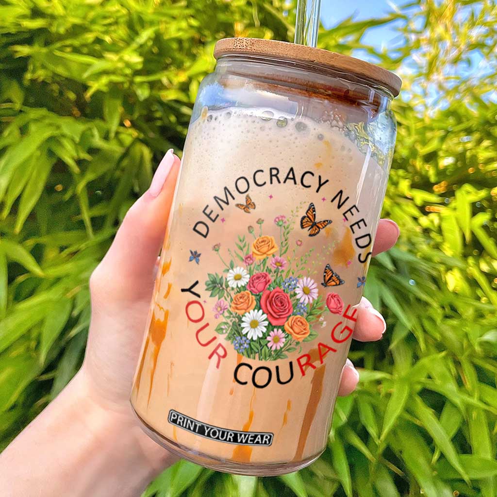 Pro Democracy Glass Can Human Rights Our Rage Protest Floral FDT TS10 White Print Your Wear