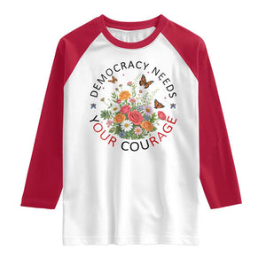 Pro Democracy Raglan Shirt Human Rights Our Rage Protest Floral FDT TS10 White Red Print Your Wear