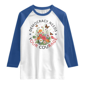 Pro Democracy Raglan Shirt Human Rights Our Rage Protest Floral FDT TS10 White Royal Print Your Wear