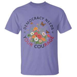 Pro Democracy T Shirt Human Rights Our Rage Protest Floral FDT TS10 Violet Print Your Wear