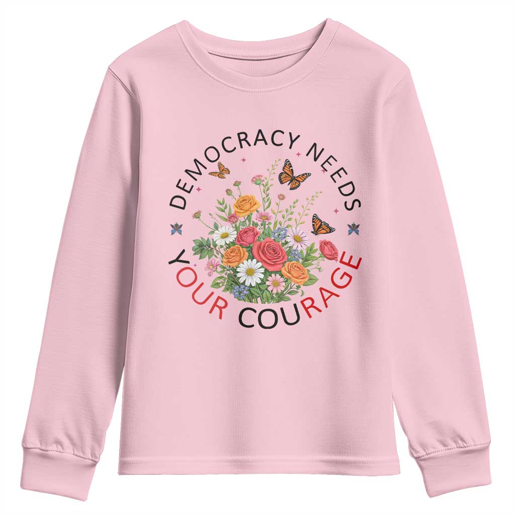 Pro Democracy Youth Sweatshirt Human Rights Our Rage Protest Floral FDT TS10 Light Pink Print Your Wear