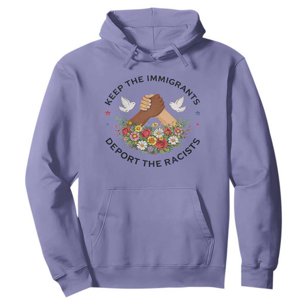 Keep The Immigrants Deport The Racist Hoodie Floral FDT TS10 Violet Print Your Wear