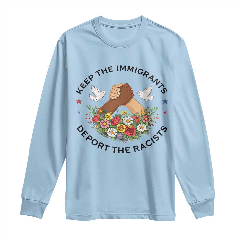 Keep The Immigrants Deport The Racist Long Sleeve Shirt Floral FDT TS10 Light Blue Print Your Wear