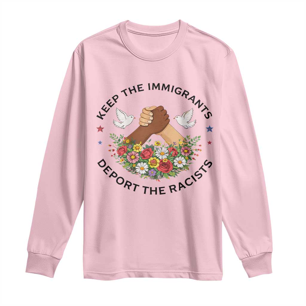 Keep The Immigrants Deport The Racist Long Sleeve Shirt Floral FDT TS10 Light Pink Print Your Wear