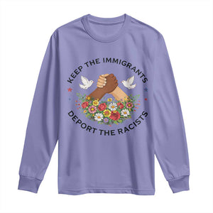 Keep The Immigrants Deport The Racist Long Sleeve Shirt Floral FDT TS10 Violet Print Your Wear