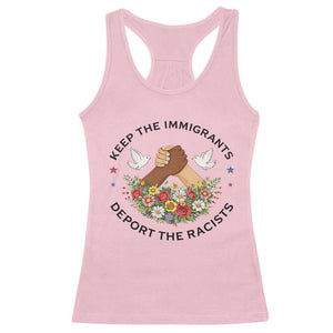 Keep The Immigrants Deport The Racist Racerback Tank Top Floral FDT TS10 Light Pink Print Your Wear
