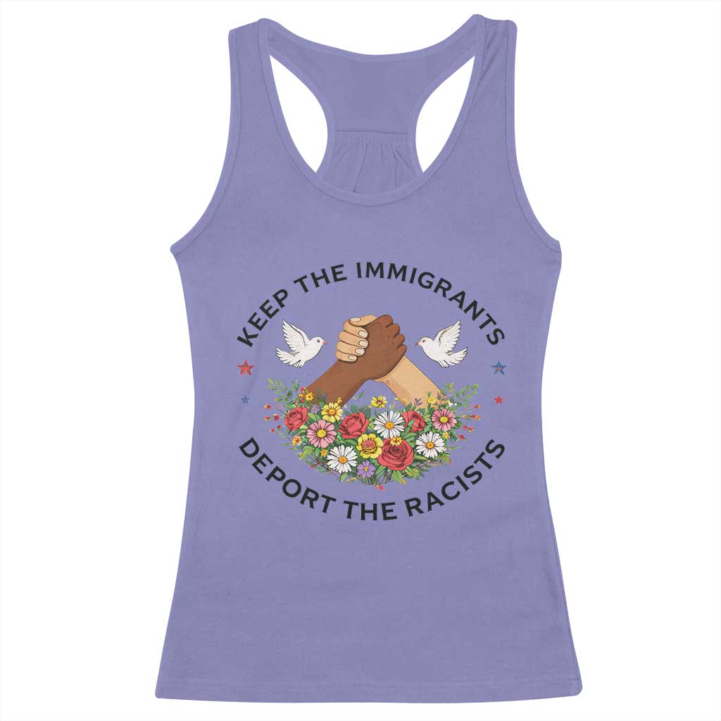 Keep The Immigrants Deport The Racist Racerback Tank Top Floral FDT TS10 Violet Print Your Wear