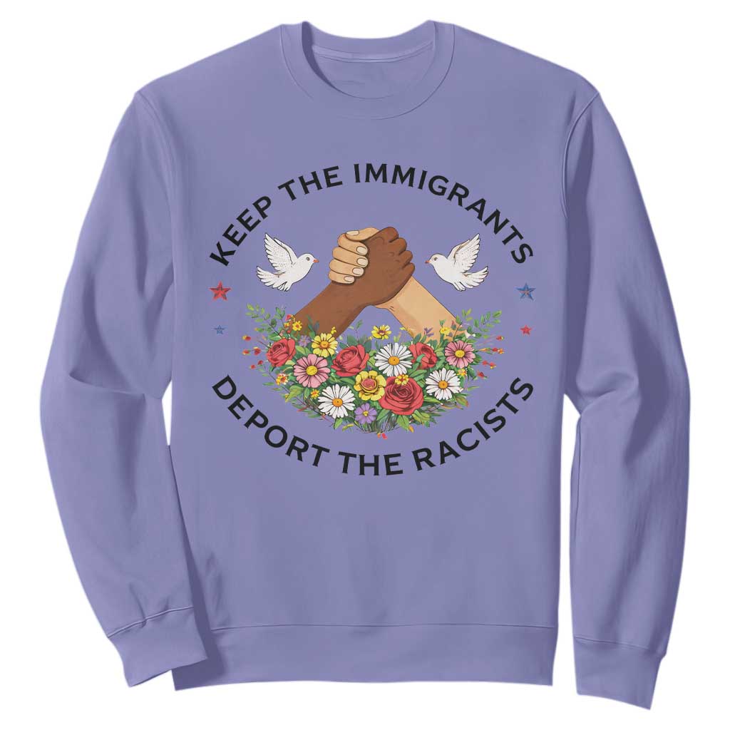 Keep The Immigrants Deport The Racist Sweatshirt Floral FDT TS10 Violet Print Your Wear