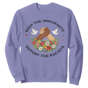 Keep The Immigrants Deport The Racist Sweatshirt Floral FDT TS10 Violet Print Your Wear