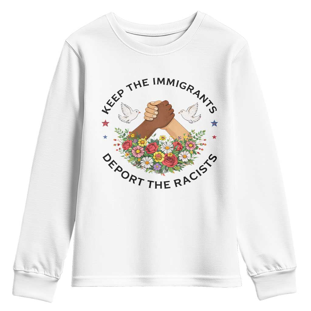 Keep The Immigrants Deport The Racist Youth Sweatshirt Floral FDT TS10 White Print Your Wear