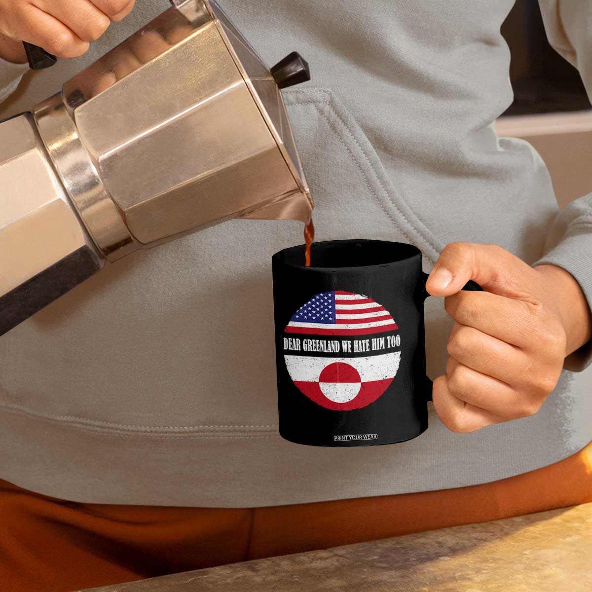 Dear Greenland We Hate Him Too Coffee Mug Political Protest Greenlander American Flag TS10 Print Your Wear
