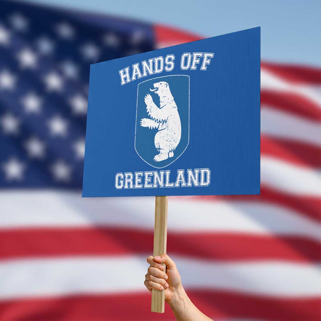 Hands Off Greenland Protest Sign Polar Bear Vintage Political Protest TS10 Horizontal 18
