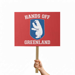 Hands Off Greenland Protest Sign Polar Bear Vintage Political Protest TS10 Horizontal 18" × 24" Red Print Your Wear