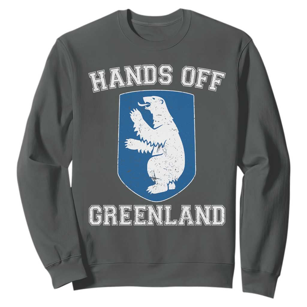 Hands Off Greenland Sweatshirt Polar Bear Vintage Political Protest TS10 Dark Heather Print Your Wear