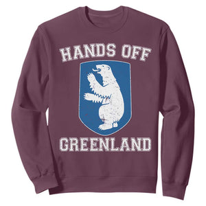 Hands Off Greenland Sweatshirt Polar Bear Vintage Political Protest TS10 Maroon Print Your Wear