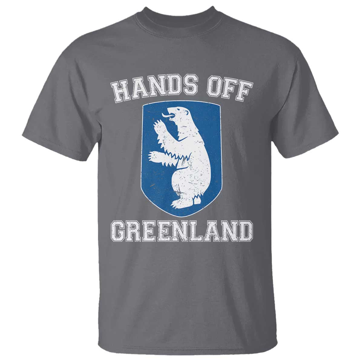 Hands Off Greenland T Shirt Polar Bear Vintage Political Protest TS10 Charcoal Print Your Wear