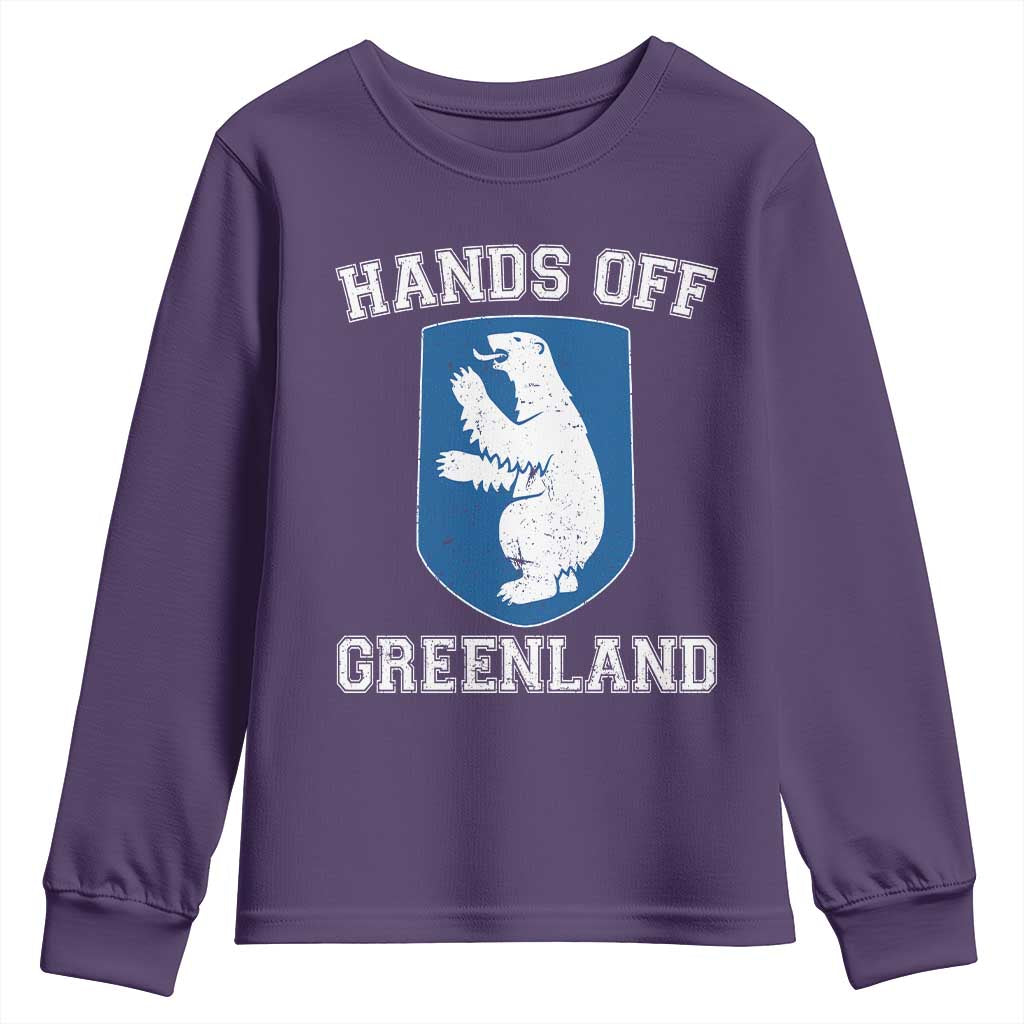 Hands Off Greenland Youth Sweatshirt Polar Bear Vintage Political Protest TS10 Purple Print Your Wear