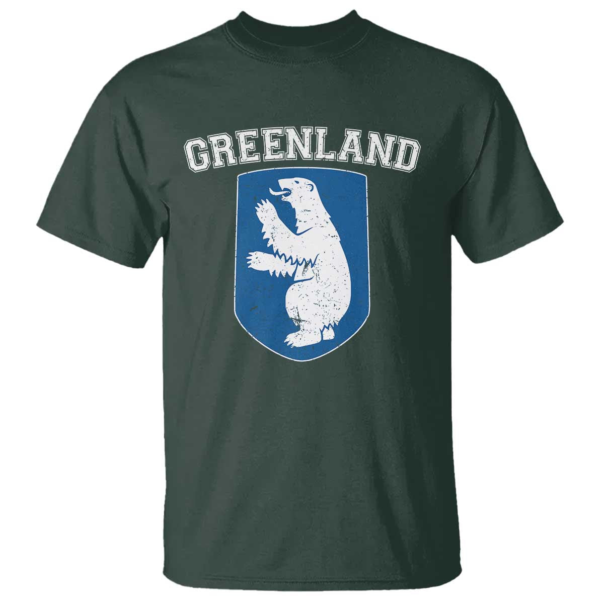 Greenland T Shirt Polar Bear Vintage Political Protest TS10 Dark Forest Green Print Your Wear