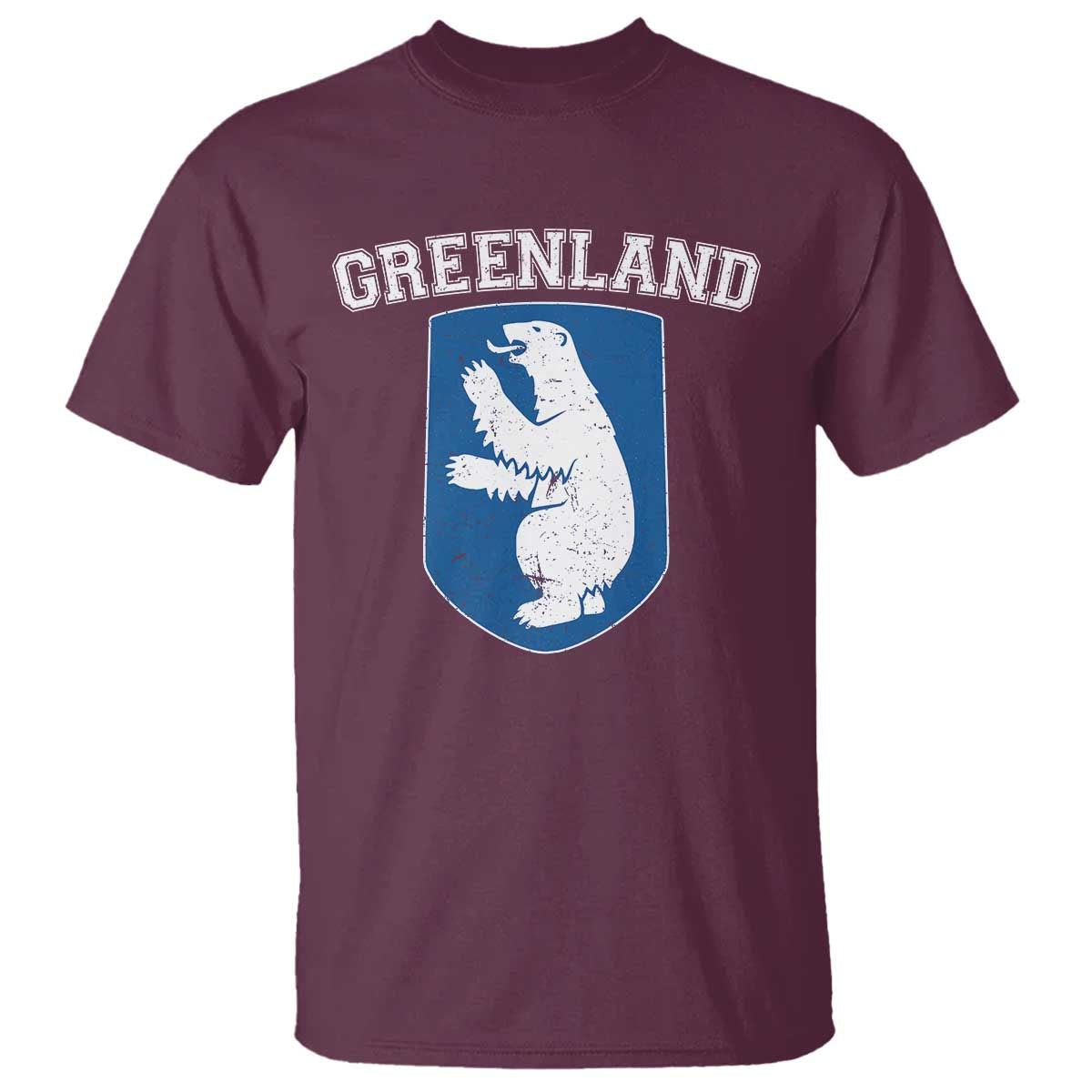 Greenland T Shirt Polar Bear Vintage Political Protest TS10 Maroon Print Your Wear