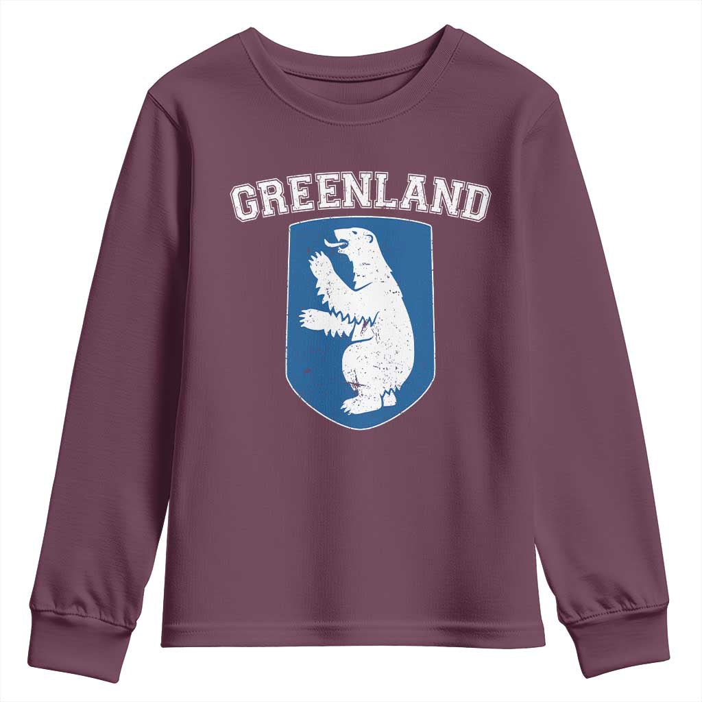 Greenland Youth Sweatshirt Polar Bear Vintage Political Protest TS10 Maroon Print Your Wear