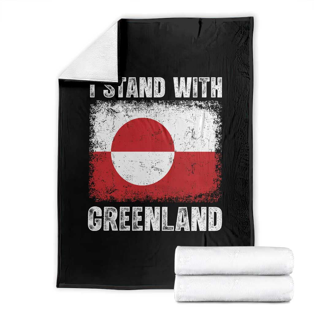 I Stand With Greenland Throw Blanket Grunge Flag TS10 Black Print Your Wear