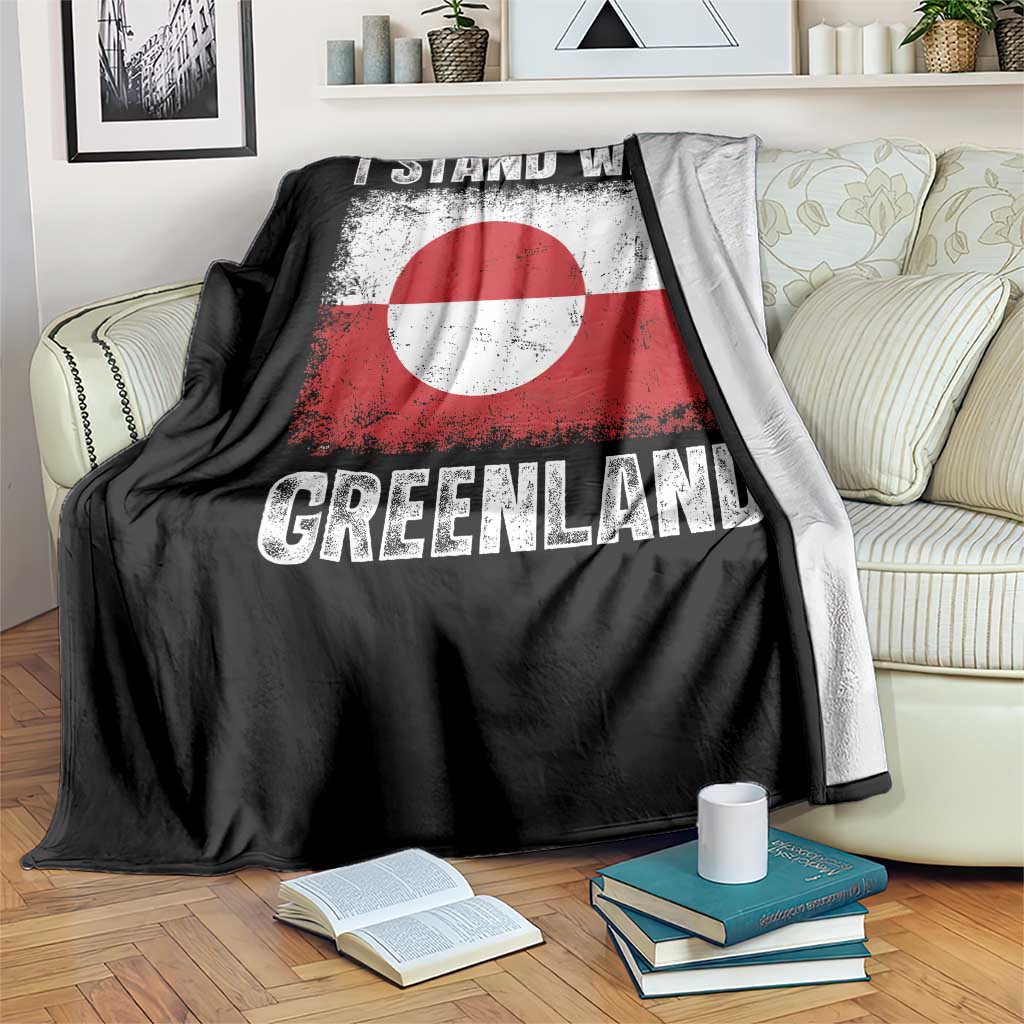 I Stand With Greenland Throw Blanket Grunge Flag TS10 Print Your Wear