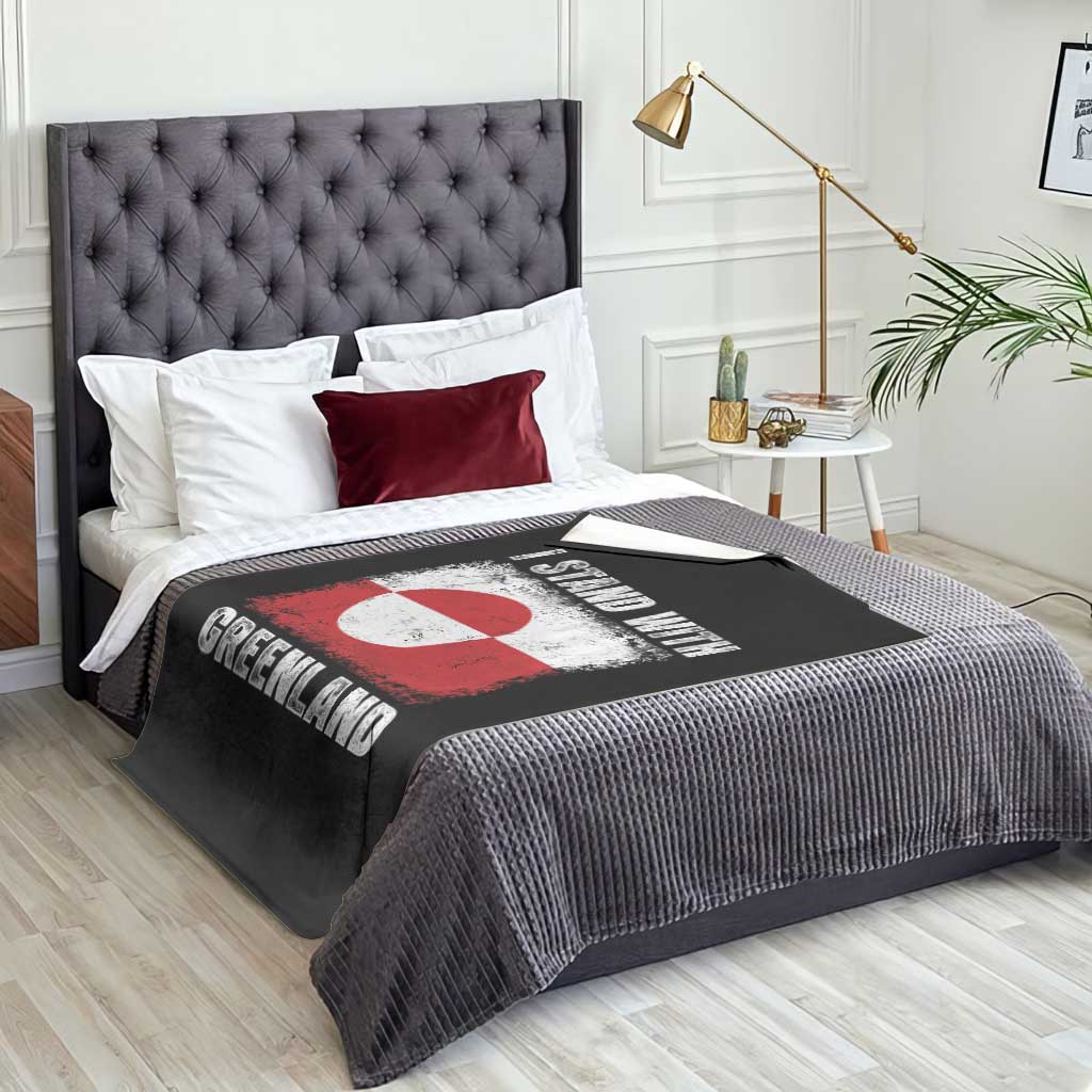 I Stand With Greenland Throw Blanket Grunge Flag TS10 Print Your Wear