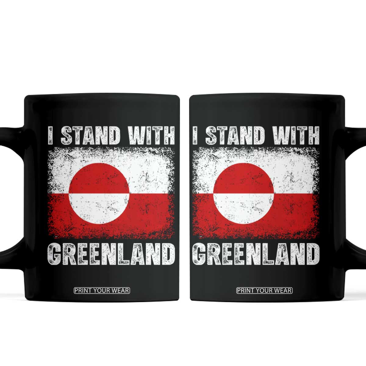 I Stand With Greenland Coffee Mug Grunge Flag TS10 Black Print Your Wear