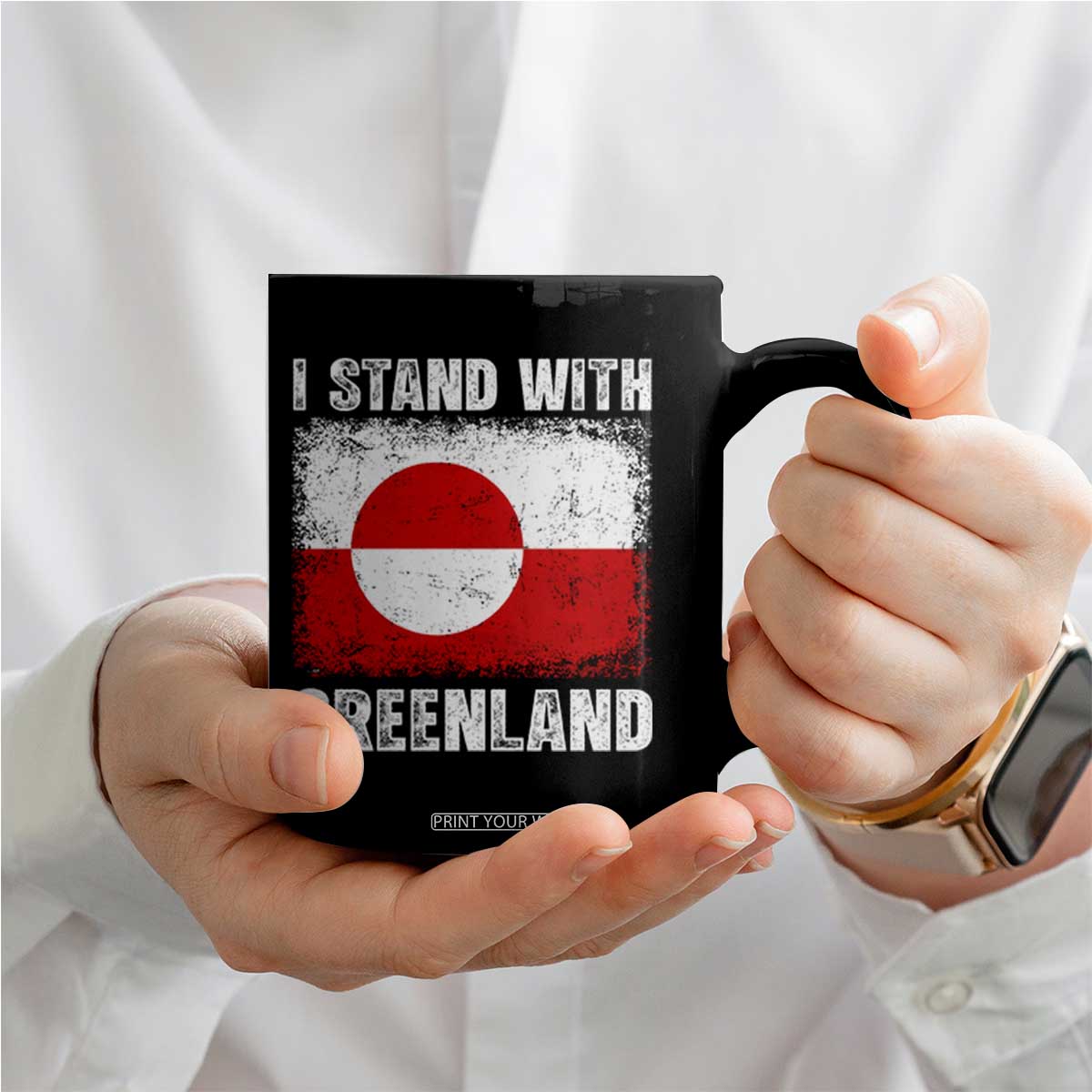 I Stand With Greenland Coffee Mug Grunge Flag TS10 Print Your Wear
