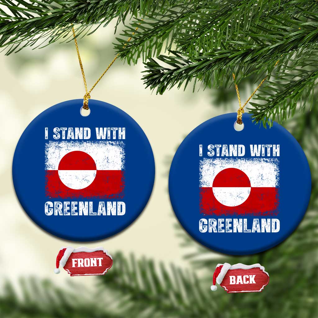 I Stand With Greenland Ceramic Ornament Grunge Flag TS10 1pc Blue Print Your Wear